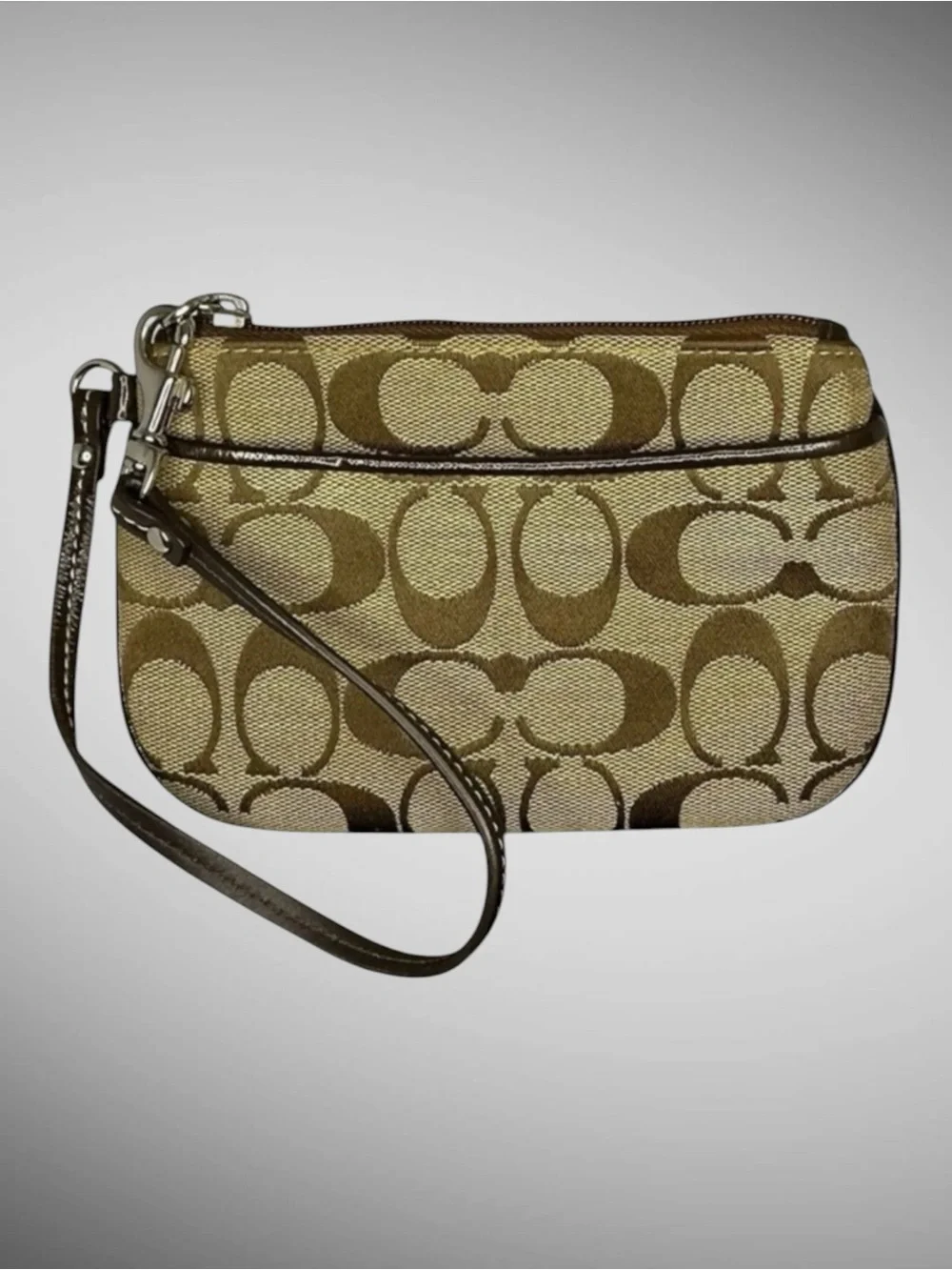 Coach Signature Wristlet with Purple Interior Classic Style, Everyday Chic